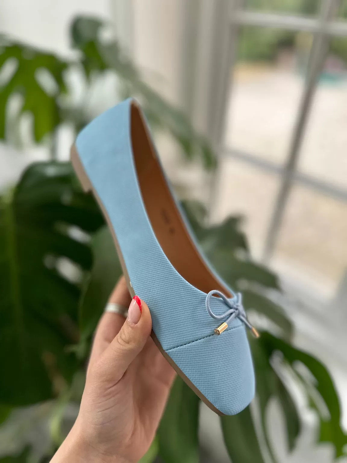 Light Blue Bow Front Ballet Pump