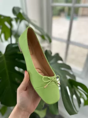 Lime Bow Front Ballet Pump