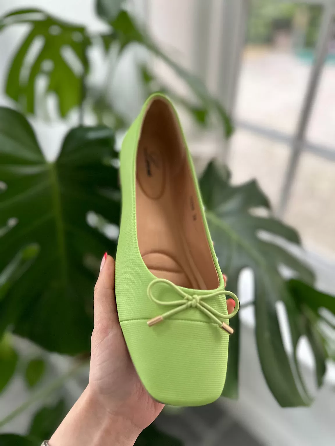 Lime Bow Front Ballet Pump