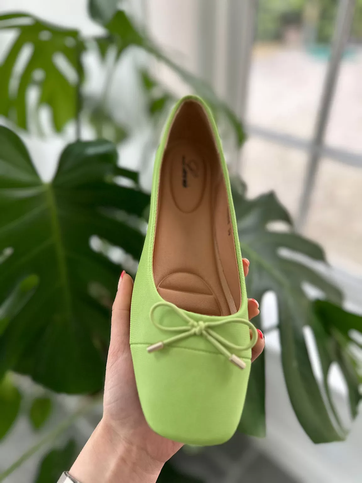 Lime Bow Front Ballet Pump