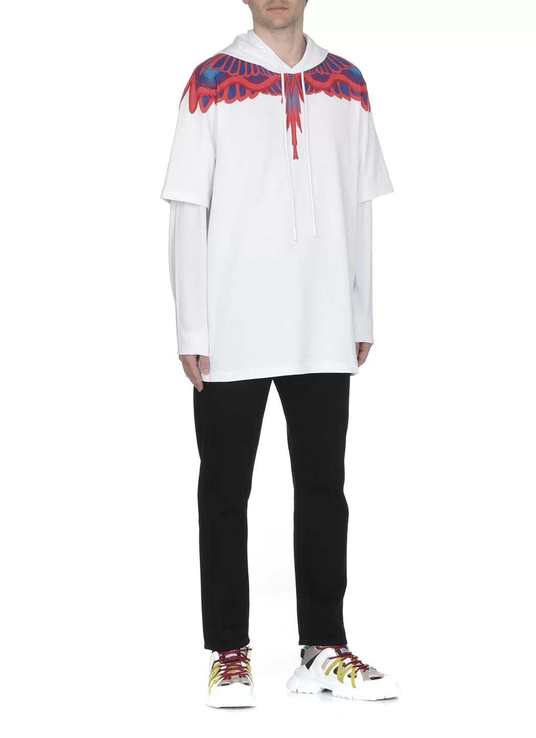 Marcelo Burlon County Of Milan Drawstring Layered Hoodie