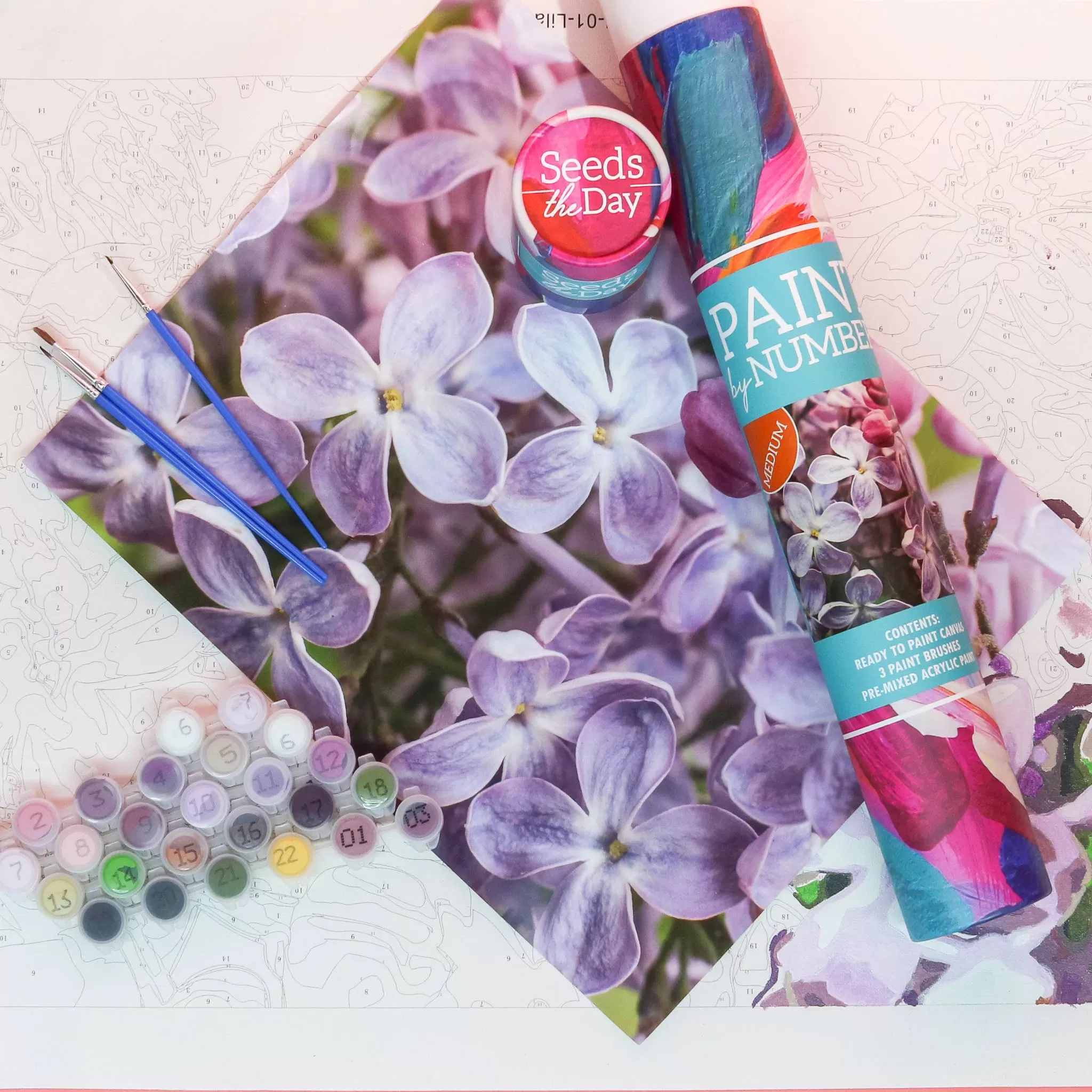 MEDIUM Lilac Floral Adult DIY Paint-By-Numbers