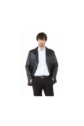 Men's Leather Safari Jackets in Black