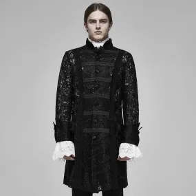 Men's Vintage Sheer Lace Jacquard Long Coats