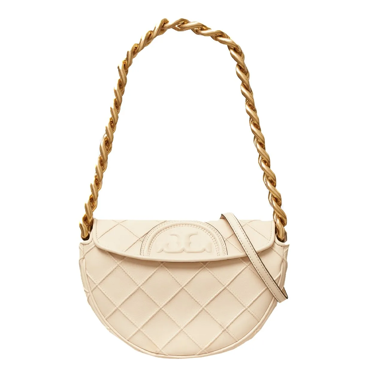 Mini Fleming Soft Crescent Bag -Cream