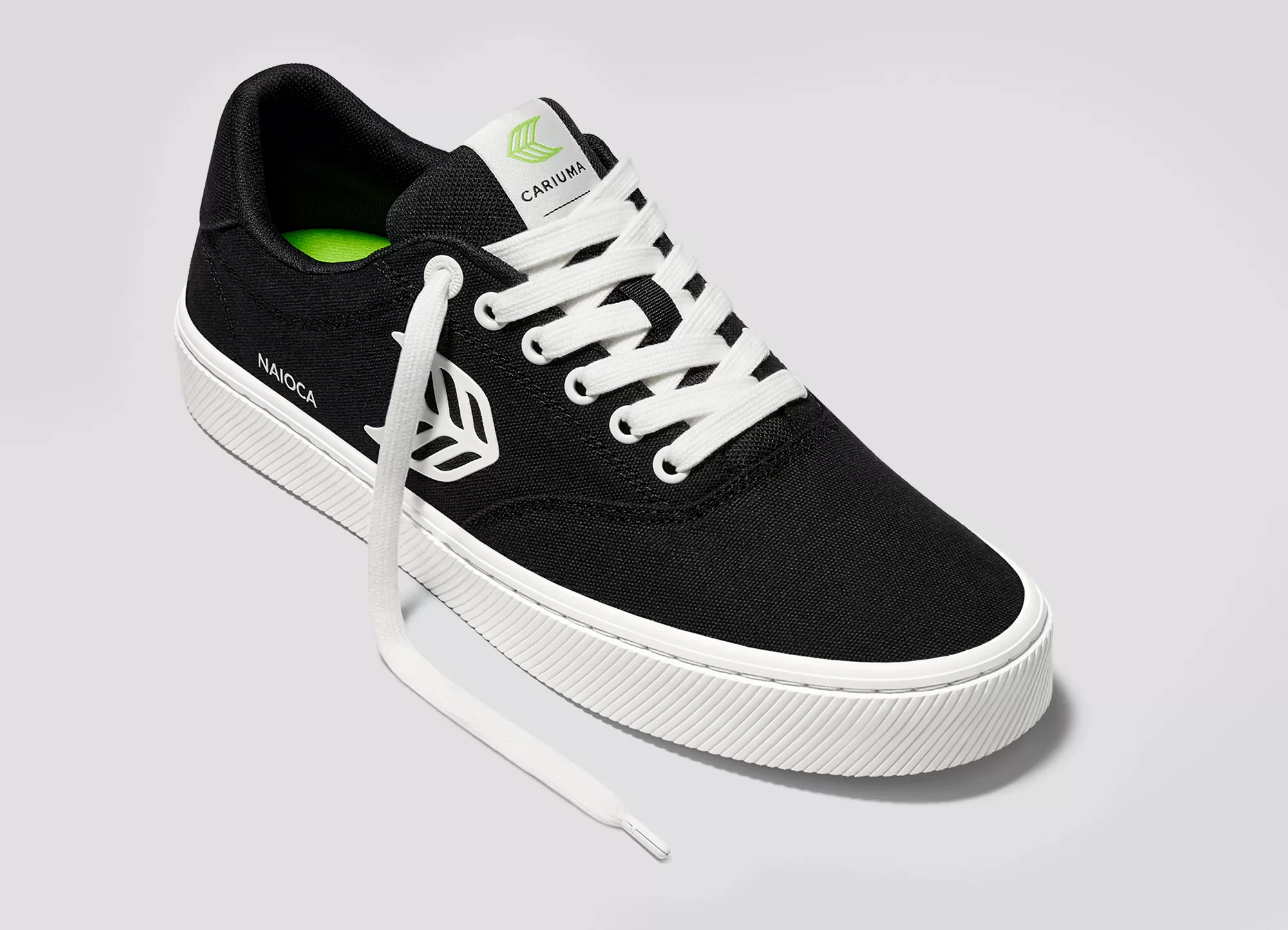 NAIOCA Canvas Black Canvas Off-White Logo Sneaker Women