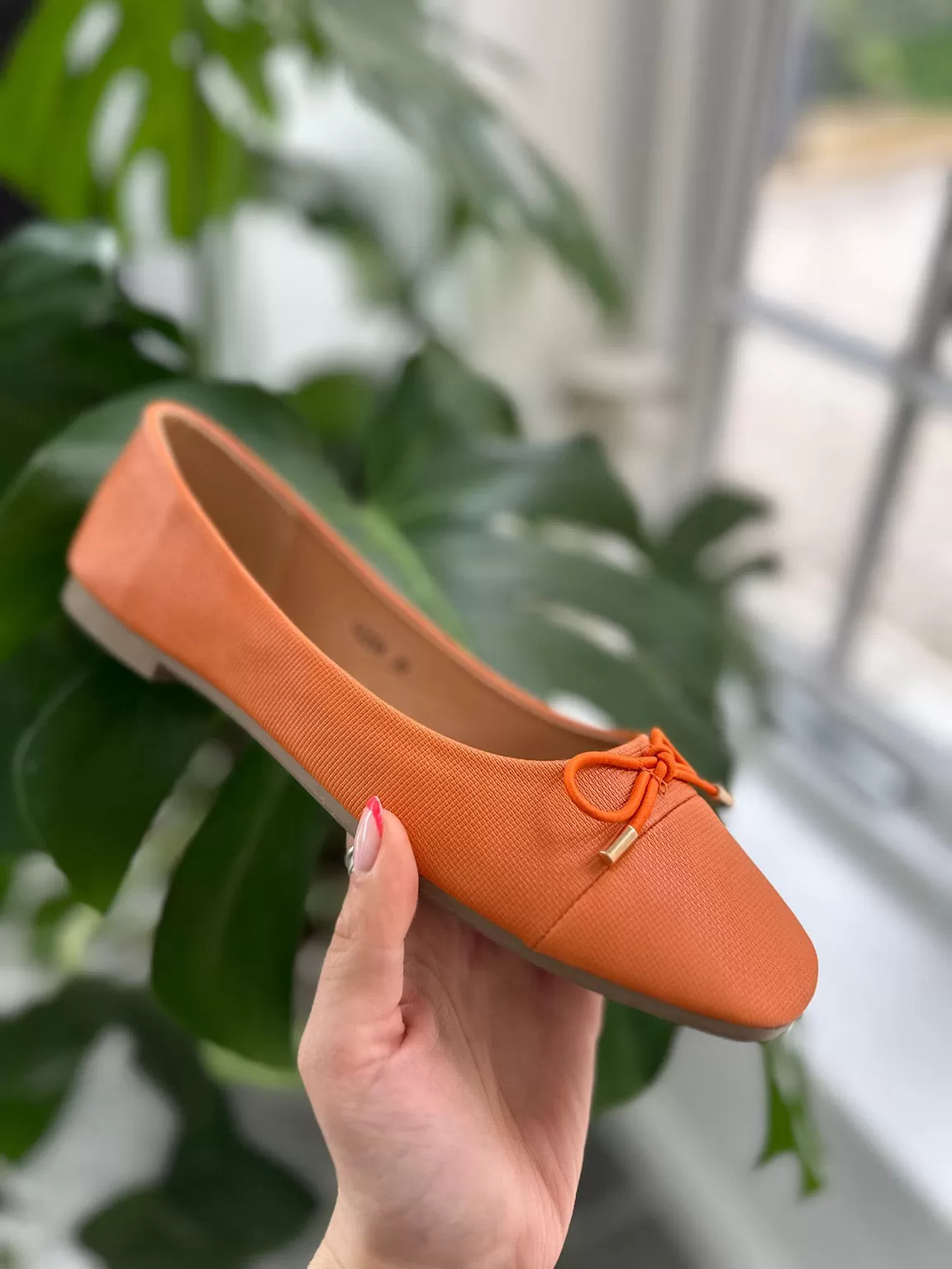 Orange Bow Front Ballet Pump