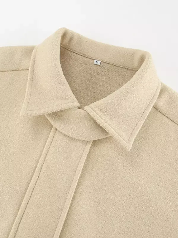 Oversized Shirt Collar Jacket Old Money Style Dropped Shoulder Zip-up Spring Casual Outerwear For Women 2025