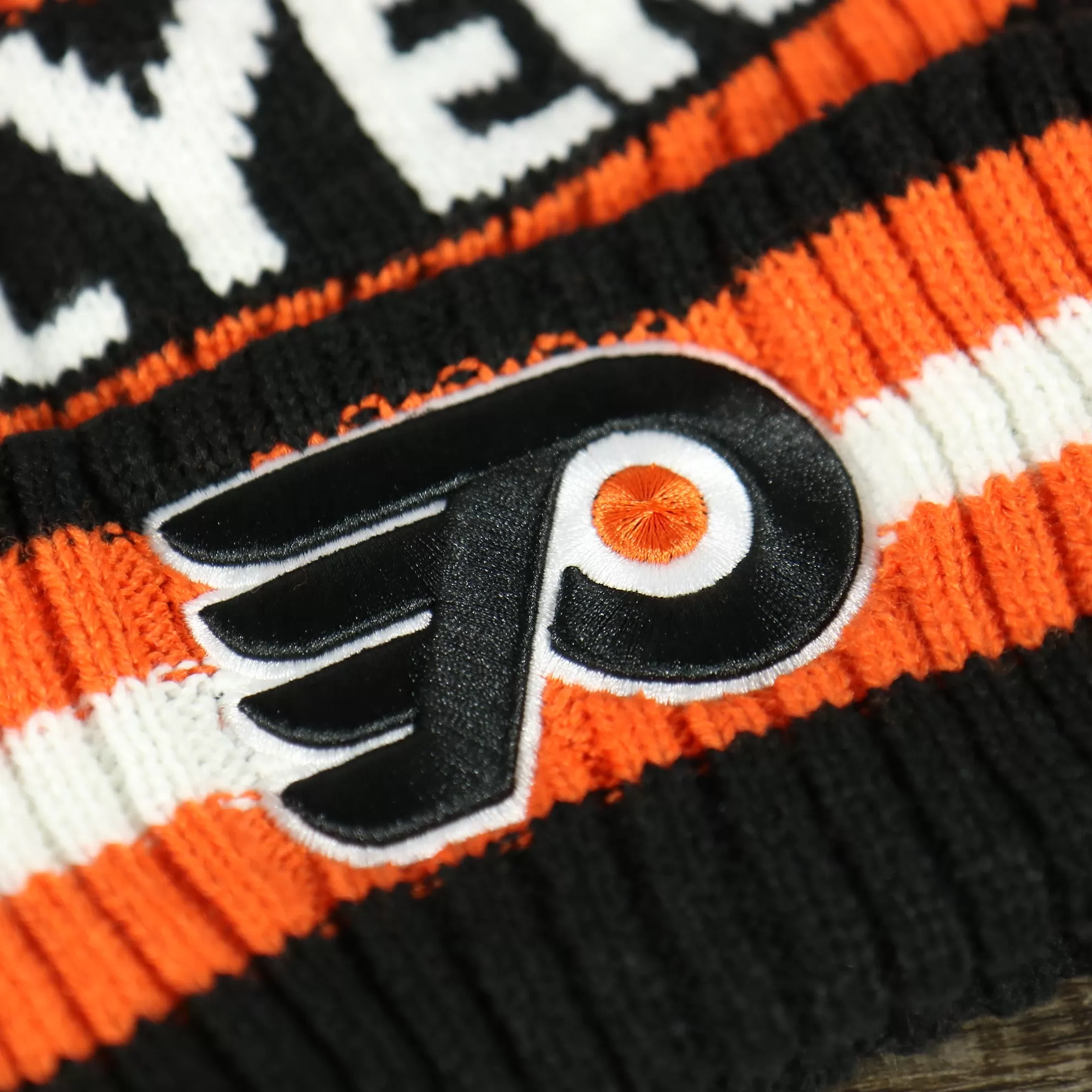 Philadelphia Flyers Two Sided Cuffed Winter Beanie | Orange, White, And Black Winter Beanie