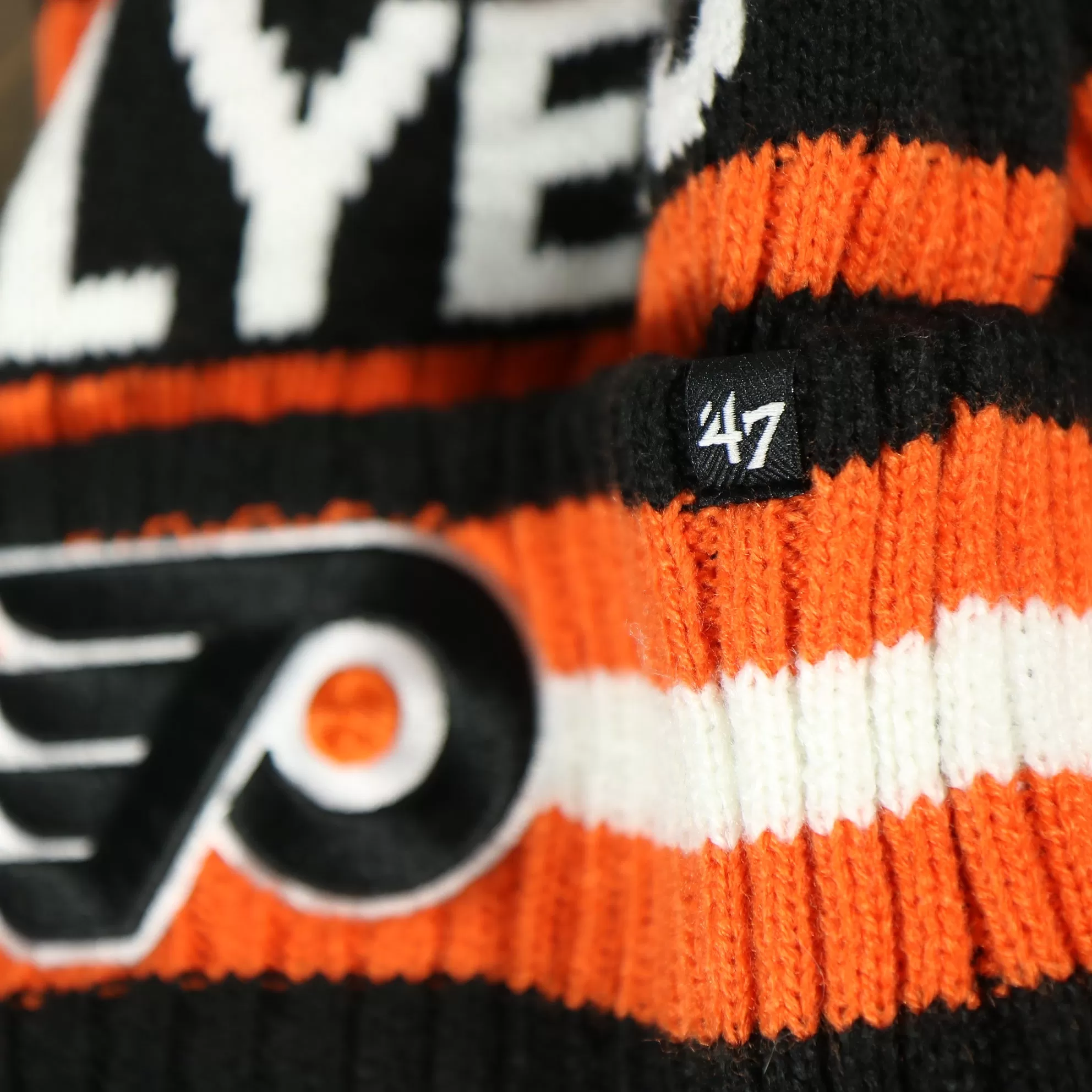 Philadelphia Flyers Two Sided Cuffed Winter Beanie | Orange, White, And Black Winter Beanie