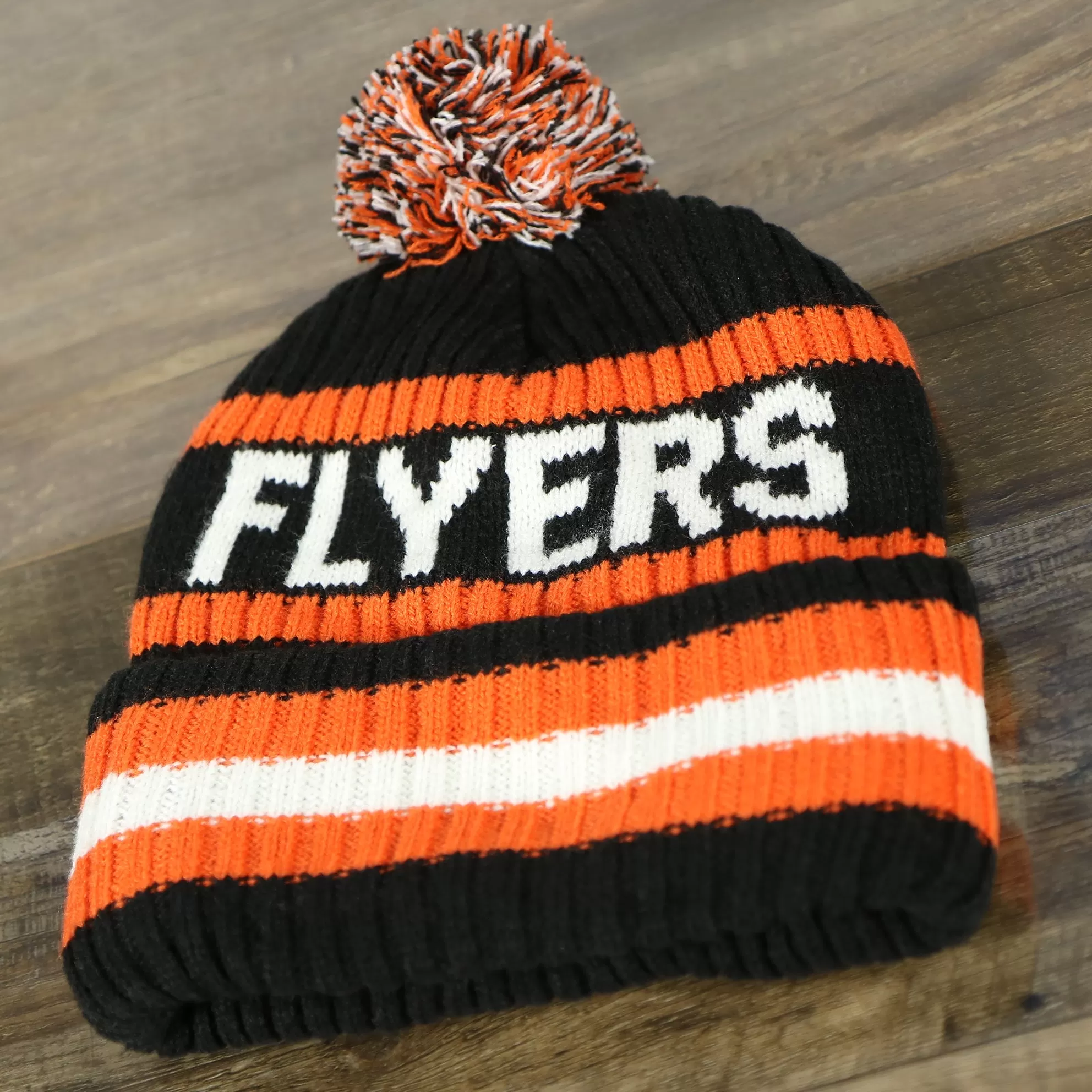 Philadelphia Flyers Two Sided Cuffed Winter Beanie | Orange, White, And Black Winter Beanie