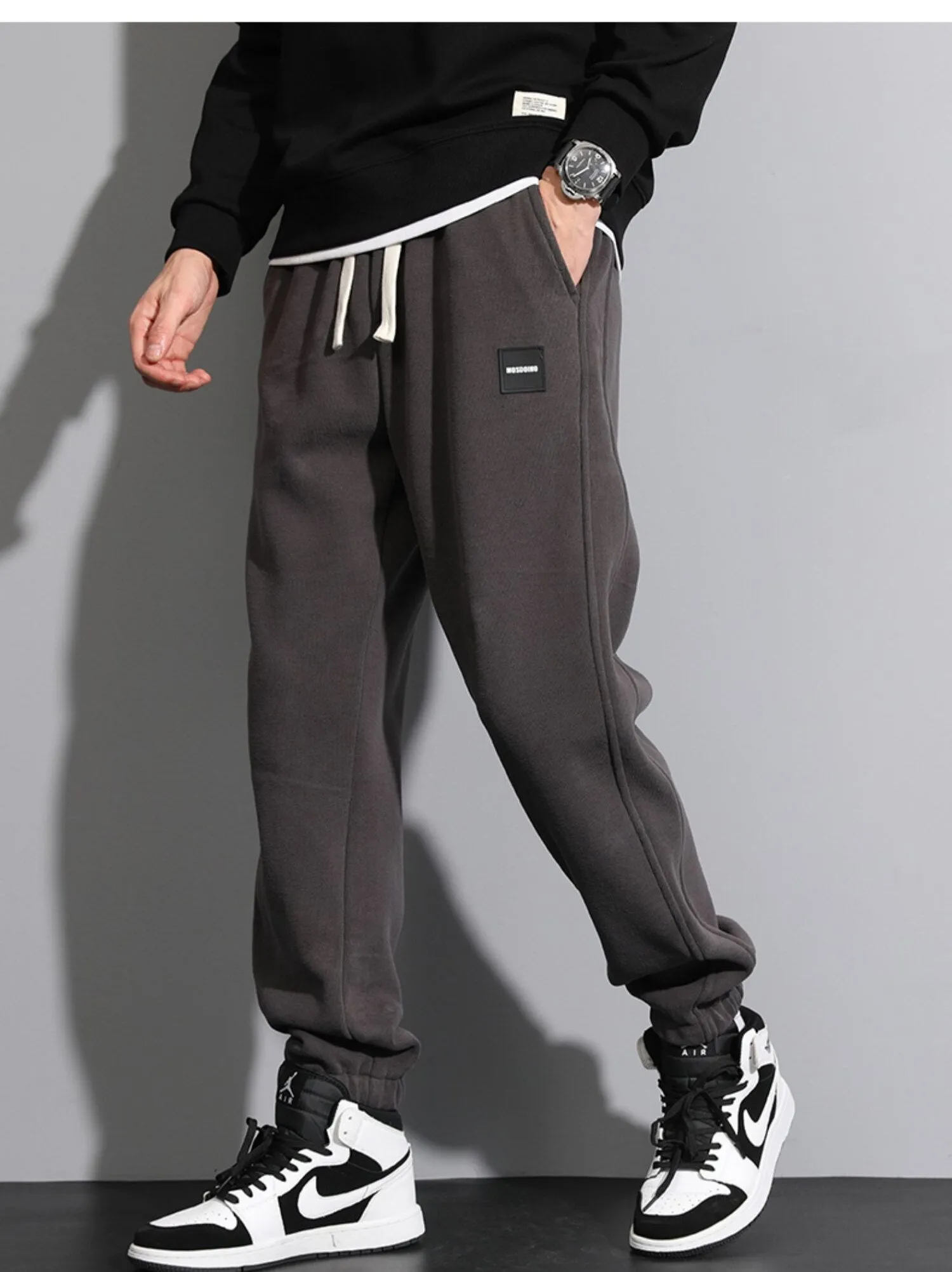 Plain Cotton Cuffed Ankle Joggers