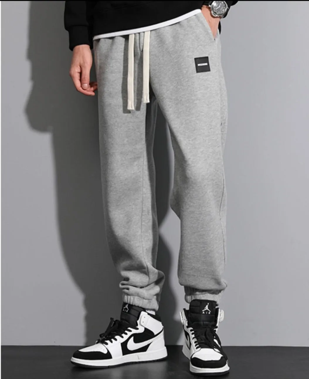 Plain Cotton Cuffed Ankle Joggers