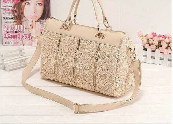 Princess Tops Sale Elegant Lace PU Leather Women's Bags Soft And Smooth Sweet Handbags Lady Casual Bags