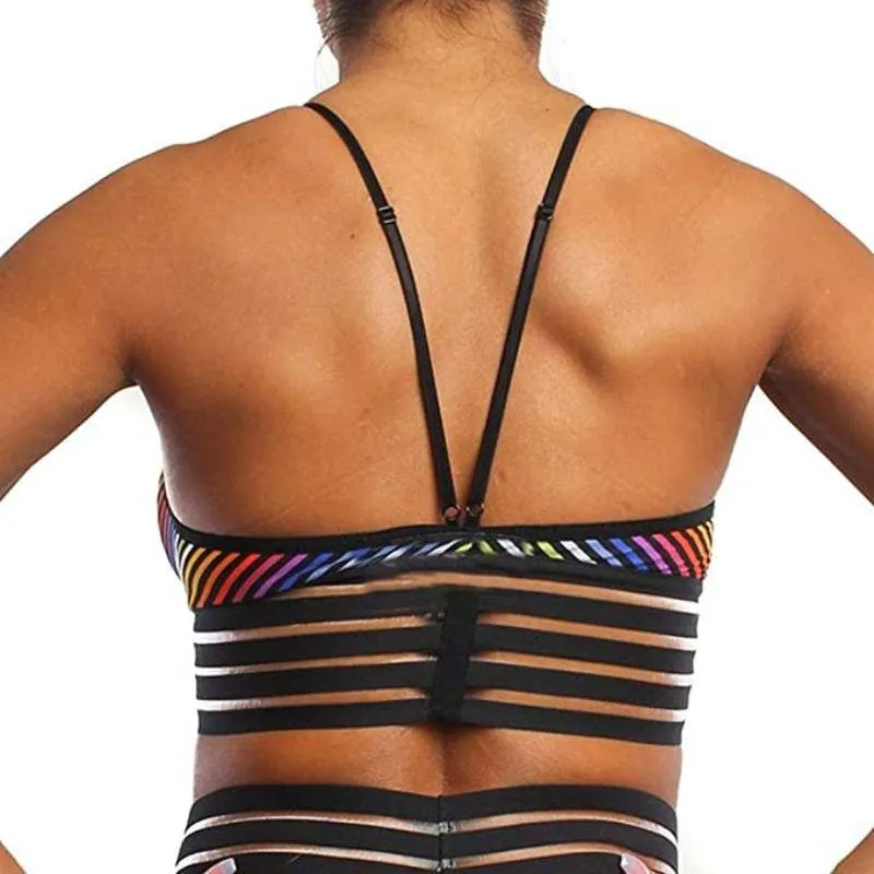 Rainbow Strappy Breathable Sports Bras