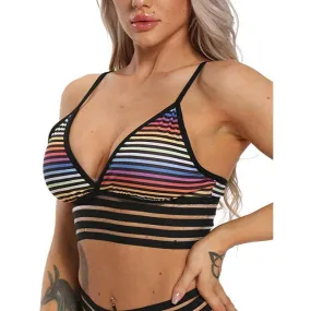 Rainbow Strappy Breathable Sports Bras