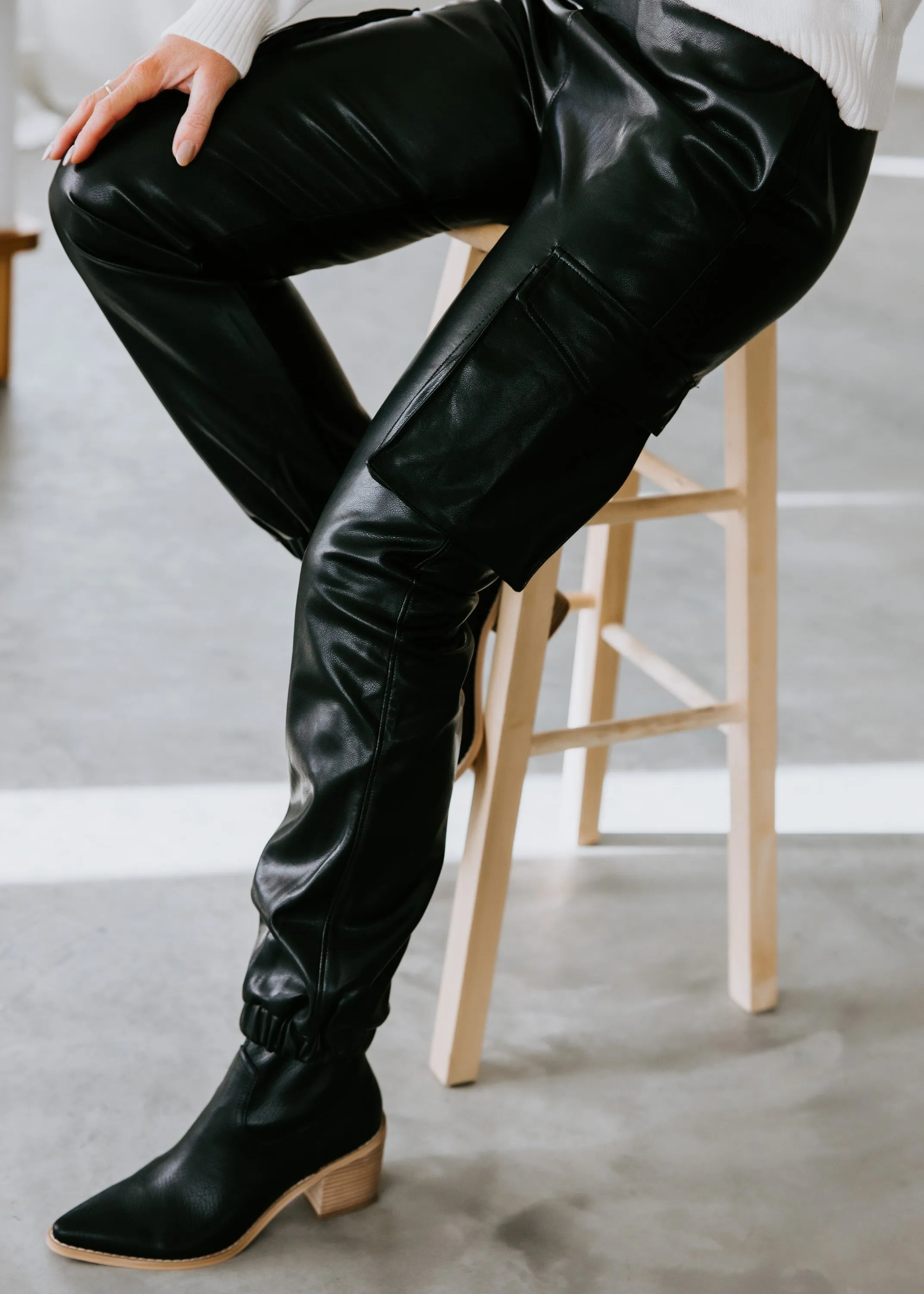 Rayne Vegan Leather Cargo Joggers