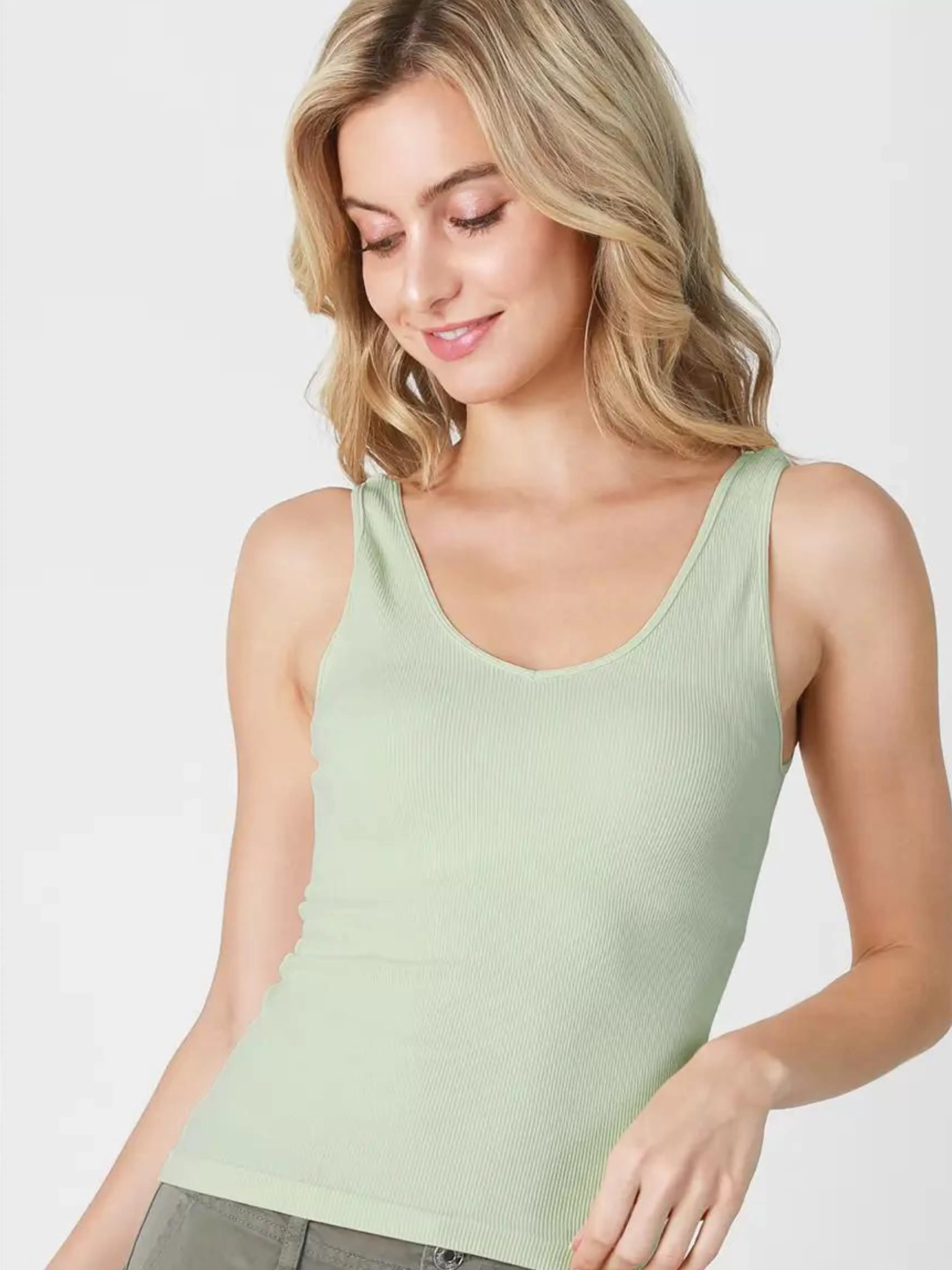 Ribbed Reversible Tank Top - Desert Sage