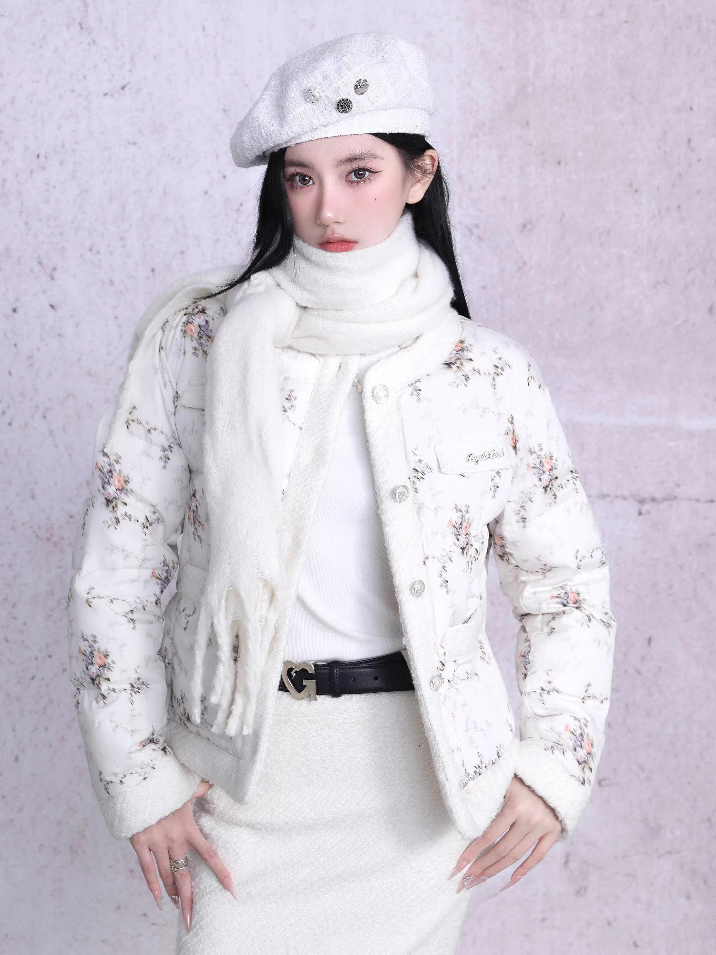 Rose Quilting Warm No-Collar Jackets