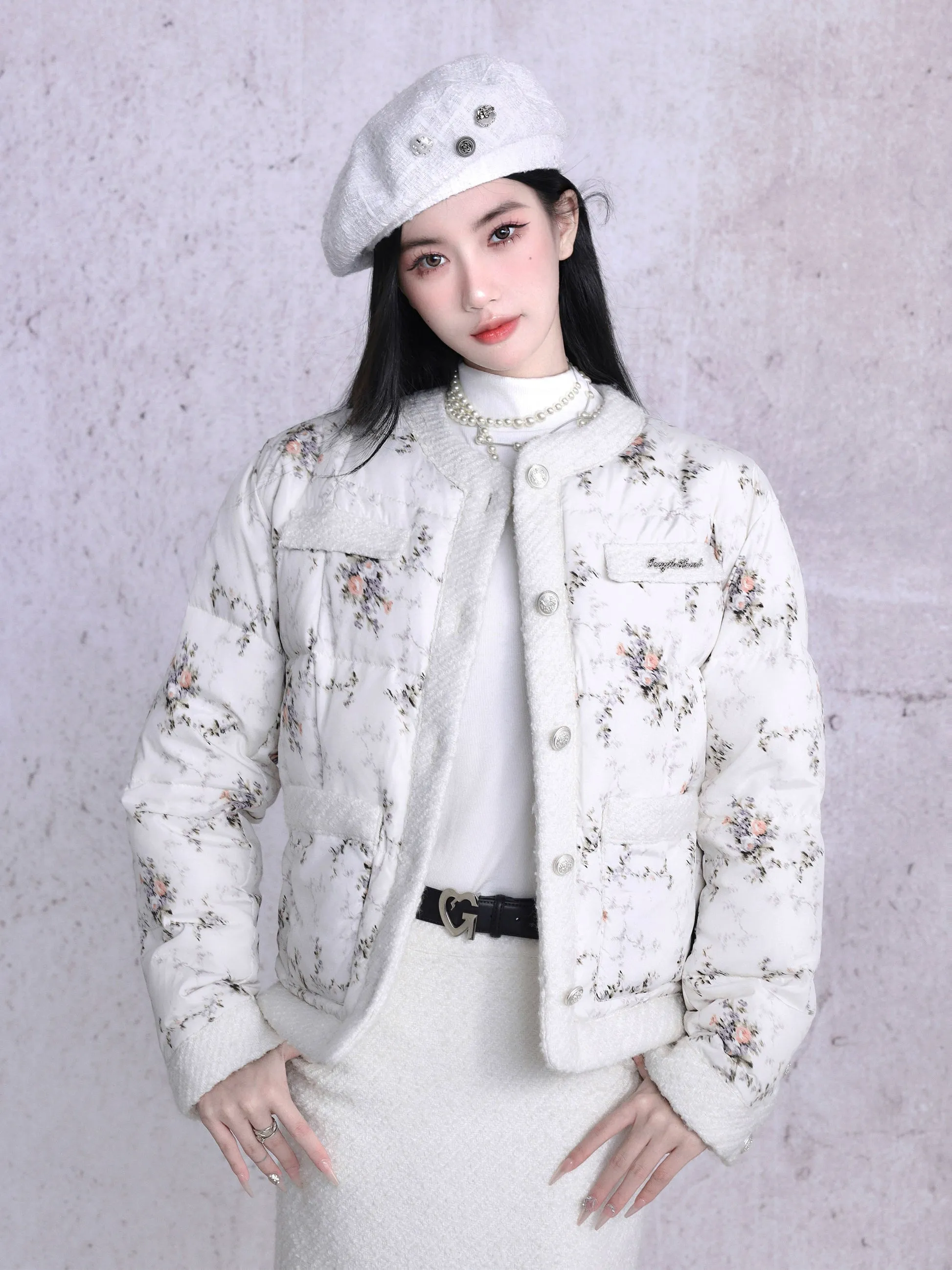 Rose Quilting Warm No-Collar Jackets