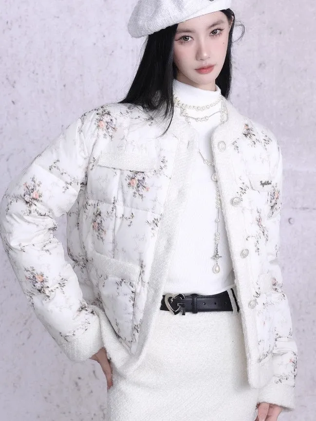 Rose Quilting Warm No-Collar Jackets