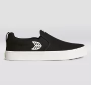 SLIP ON Black Canvas Off-White Logo Sneaker Women