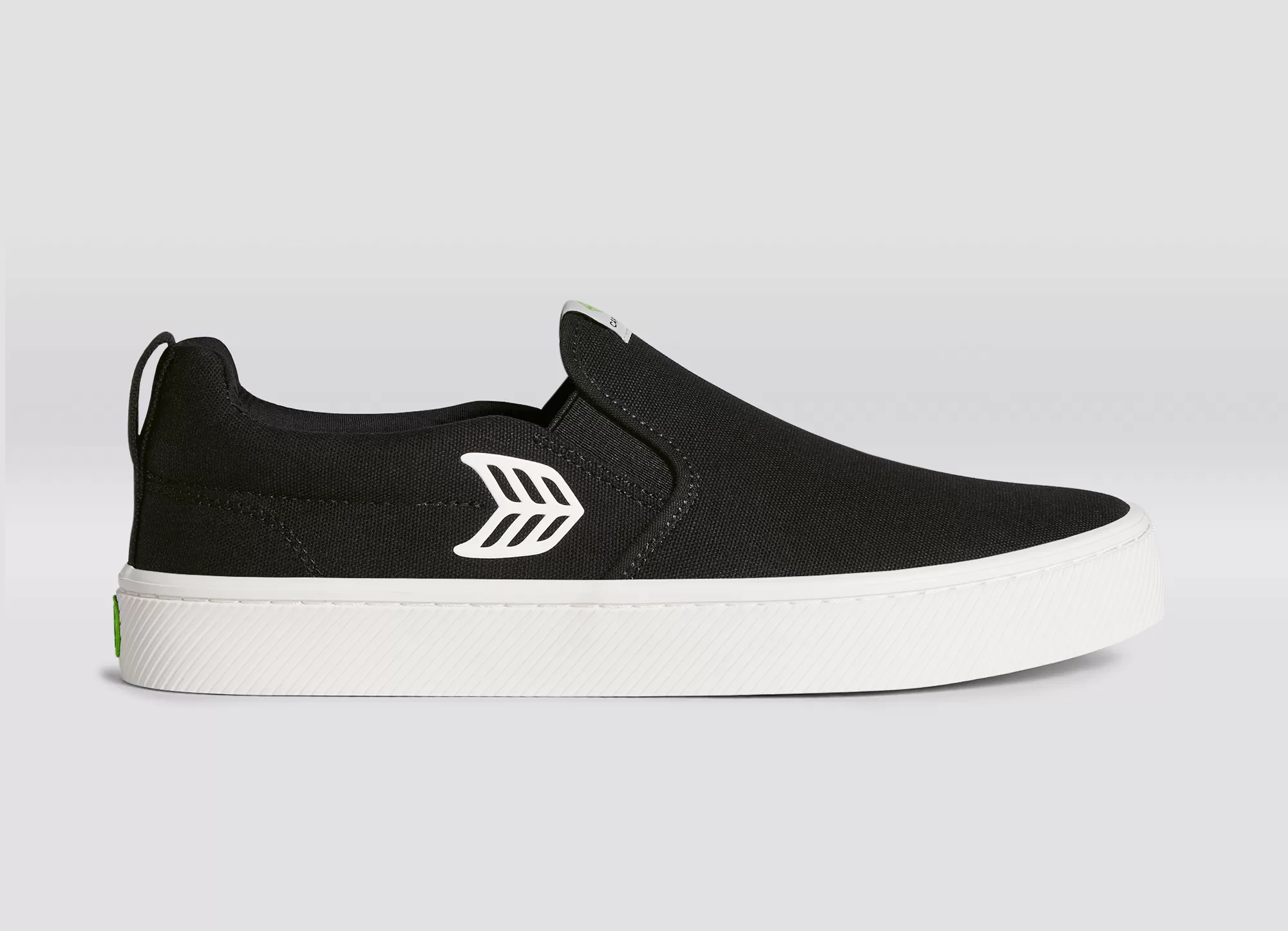 SLIP ON Black Canvas Off-White Logo Sneaker Women