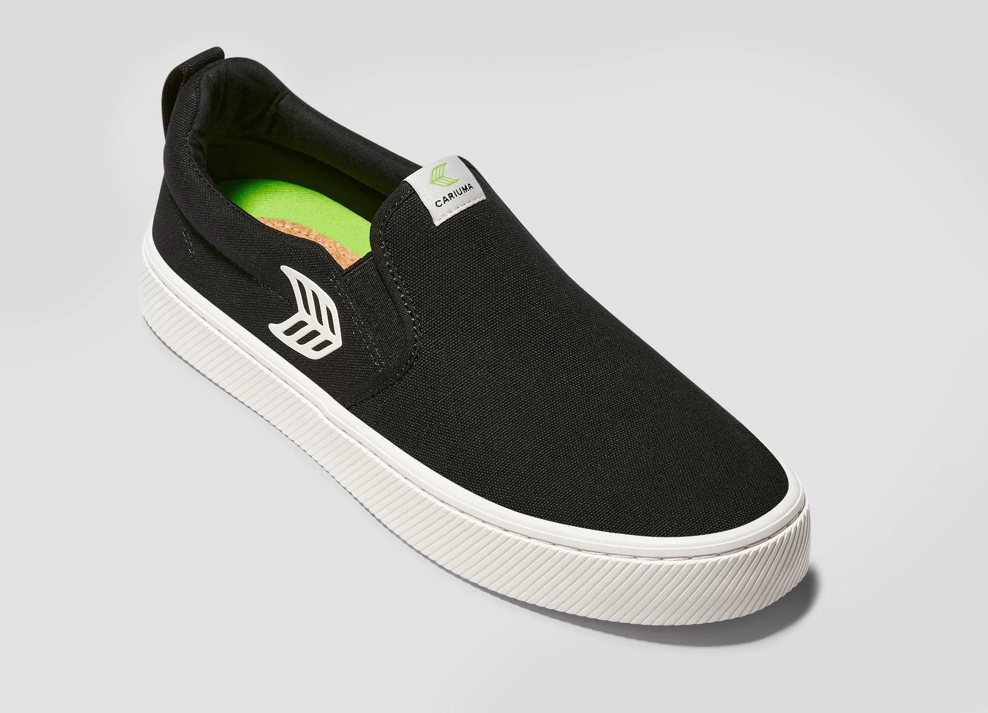 SLIP ON Black Canvas Off-White Logo Sneaker Women