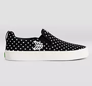 SLIP ON Black Canvas White Polka Dots Sneaker Men