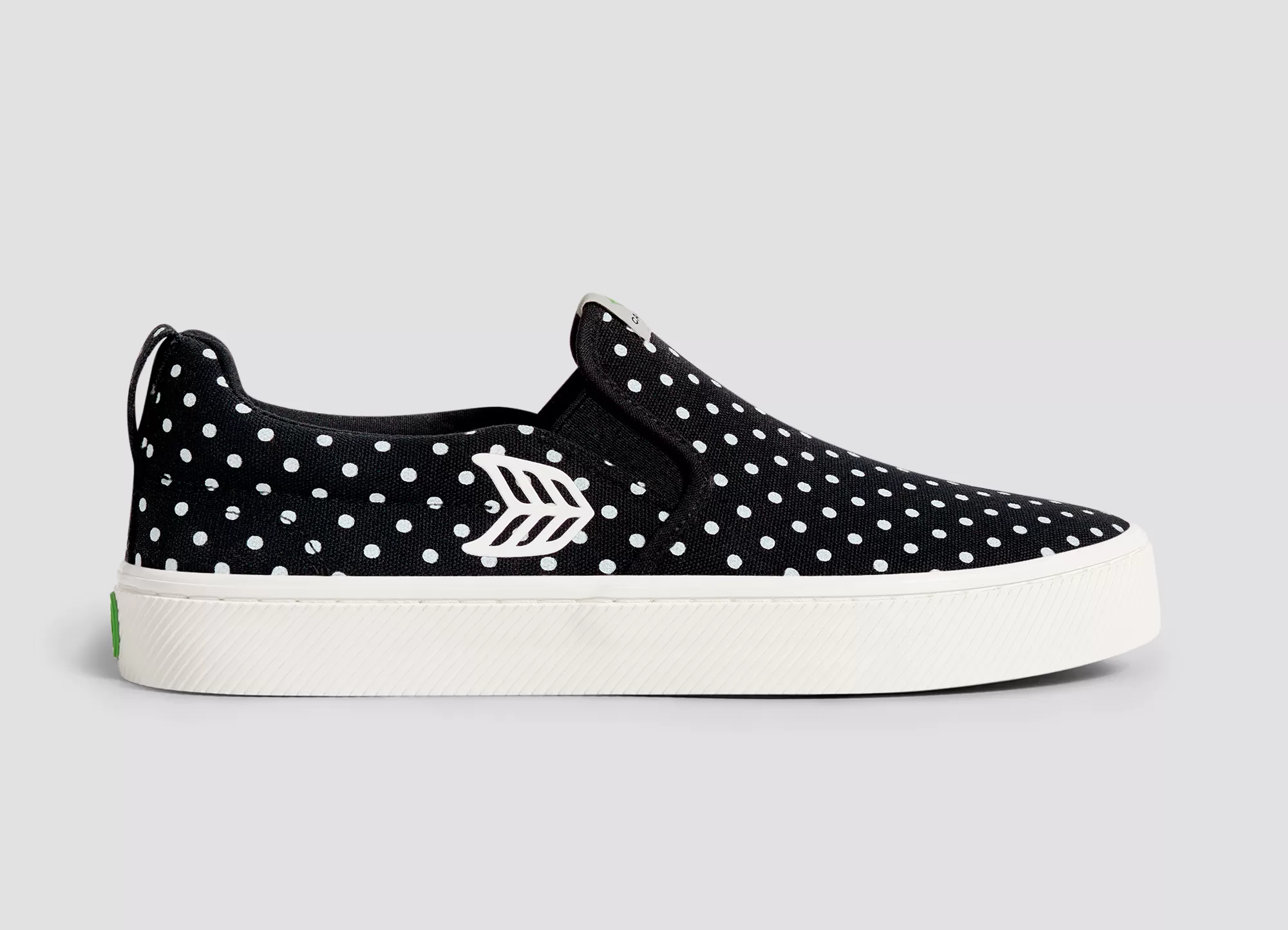 SLIP ON Black Canvas White Polka Dots Sneaker Men