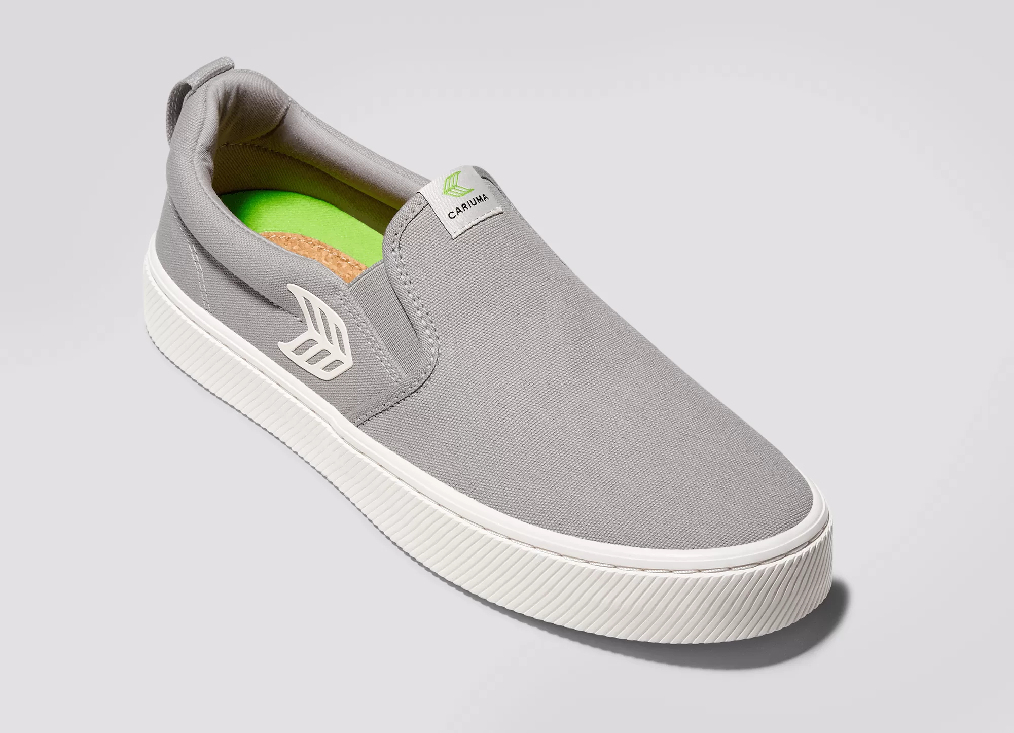 SLIP ON Light Grey Canvas Off-White Logo Sneaker Women