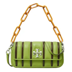 Small Kira Bombé Stripe Flap Shoulder Bag -Green/Multi