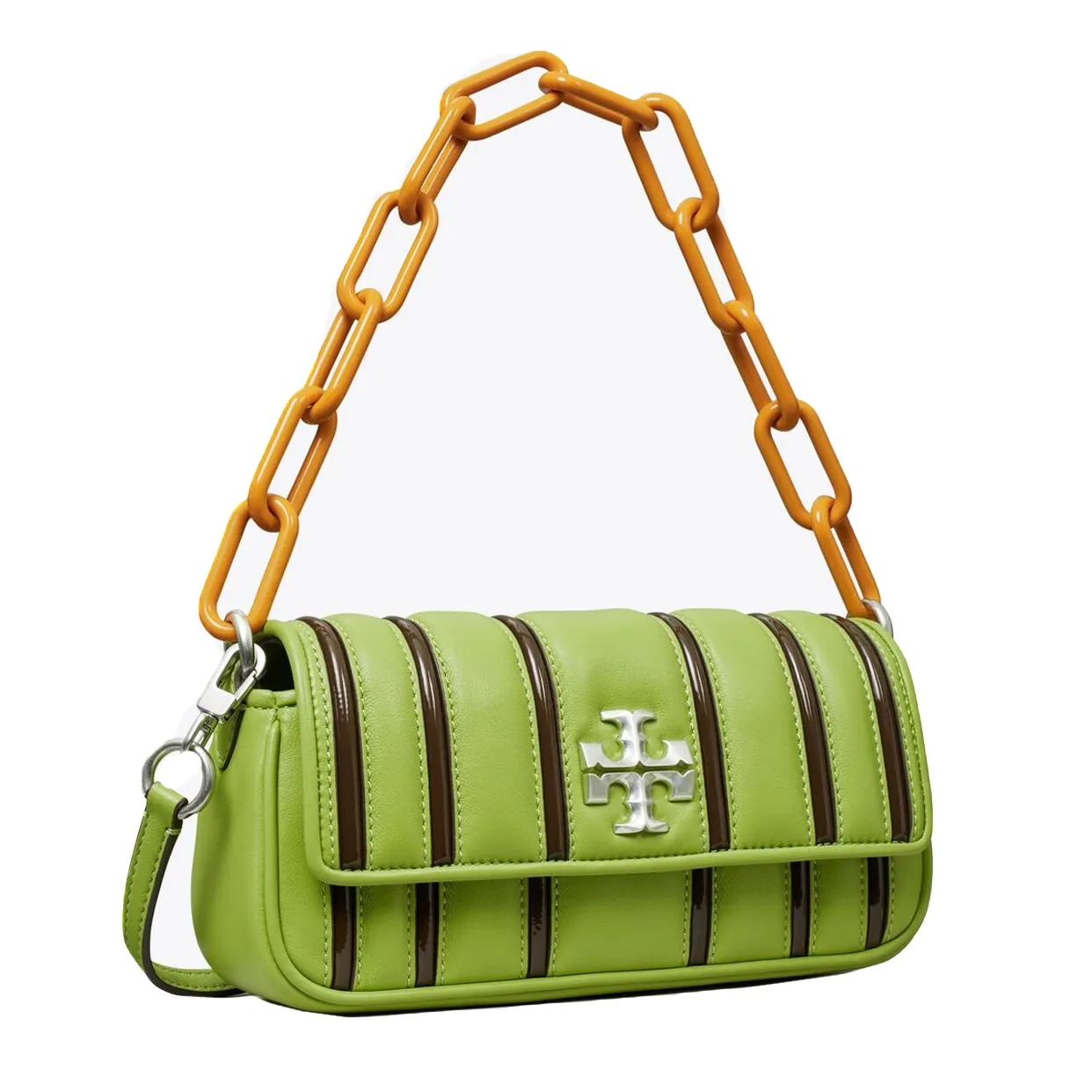 Small Kira Bombé Stripe Flap Shoulder Bag -Green/Multi