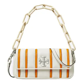 Small Kira Bombé Stripe Flap Shoulder Bag -Orange