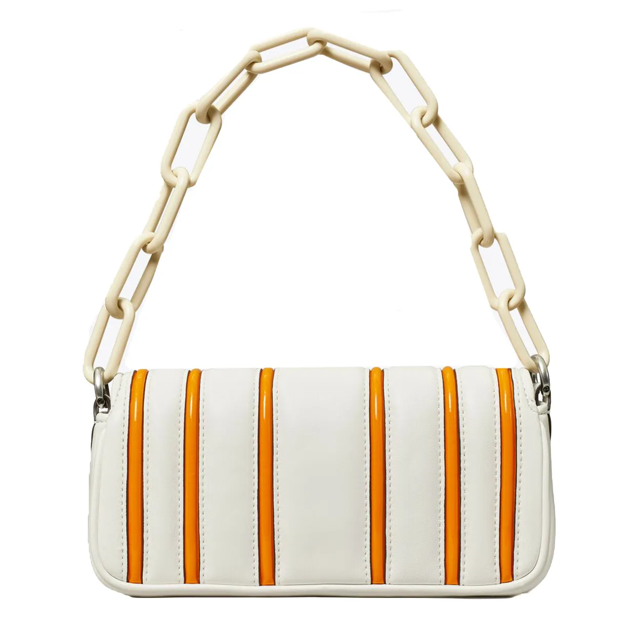 Small Kira Bombé Stripe Flap Shoulder Bag -Orange