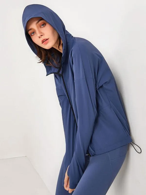 Sports Outerwear Hooded Long Sleeves Sun-protection Activewear