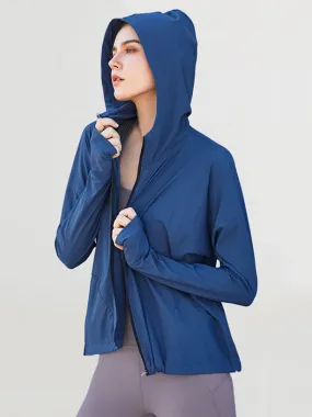 Sports Outerwear Hooded Long Sleeves Sun-protection Activewear