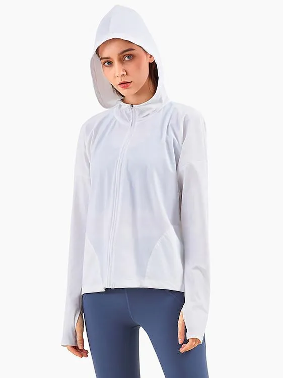 Sports Outerwear Hooded Long Sleeves Sun-protection Activewear