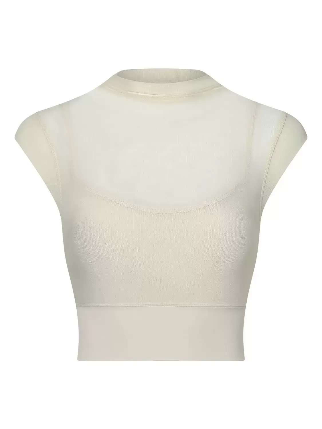 Sporty Top Round Neck Cap Sleeves Outdoor Women's Activewear In Solid Color