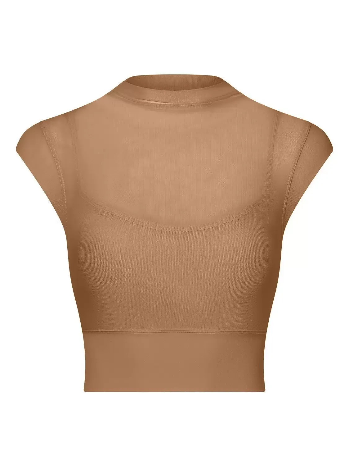 Sporty Top Round Neck Cap Sleeves Outdoor Women's Activewear In Solid Color