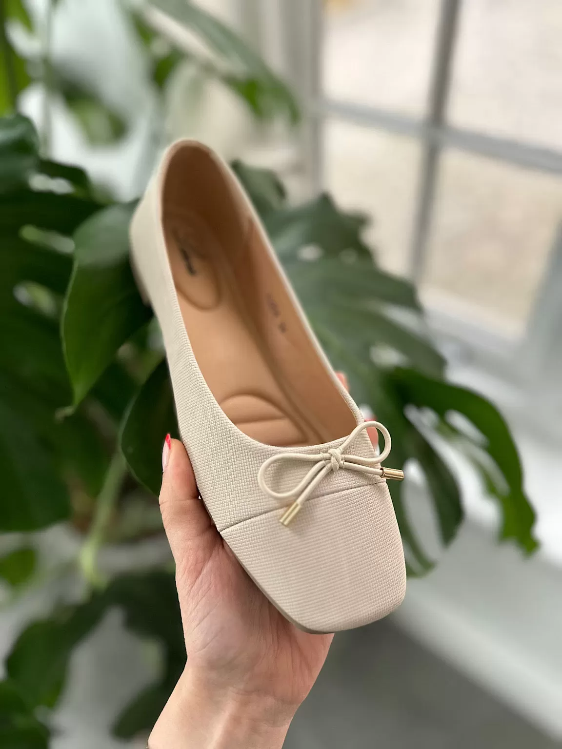 Stone Bow Front Ballet Pump