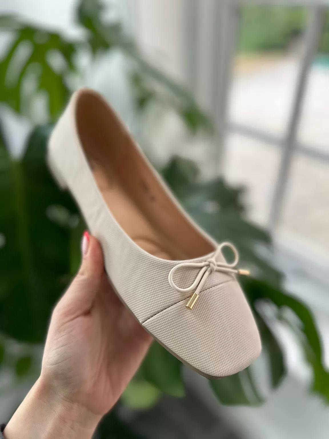 Stone Bow Front Ballet Pump