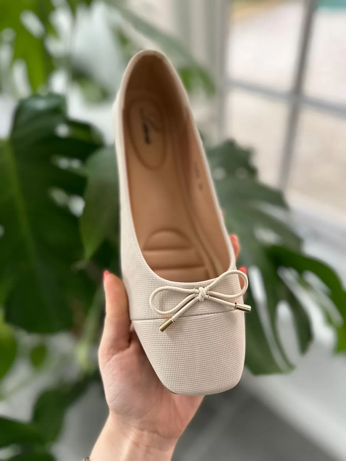 Stone Bow Front Ballet Pump