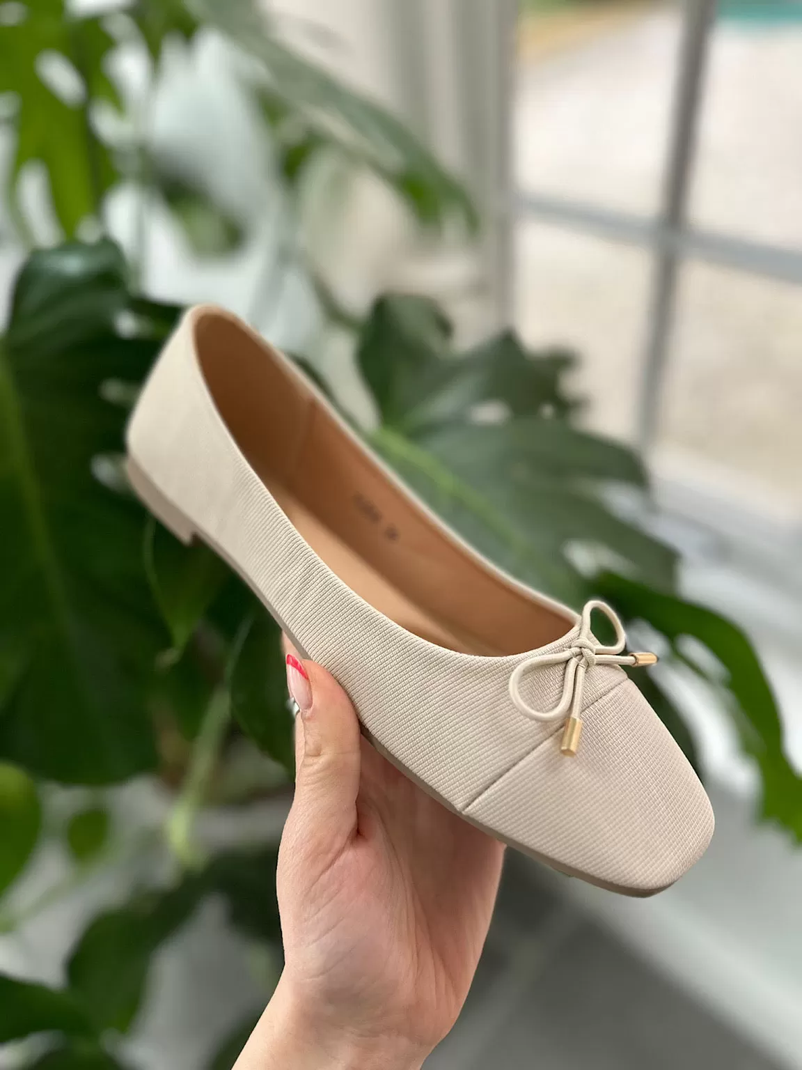 Stone Bow Front Ballet Pump