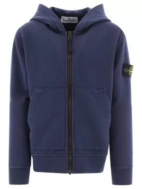 Stone Island Junior Zip-Up Logo Patch Hoodie