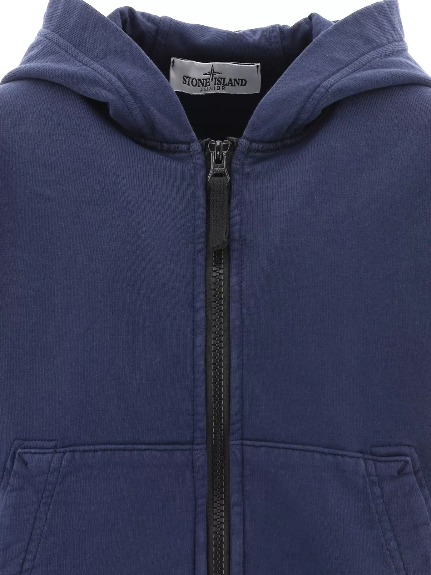 Stone Island Junior Zip-Up Logo Patch Hoodie