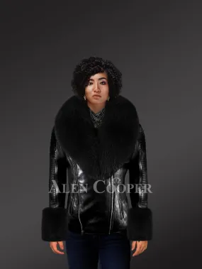 Stylish leather jackets with removable fur collar and hand cuffs