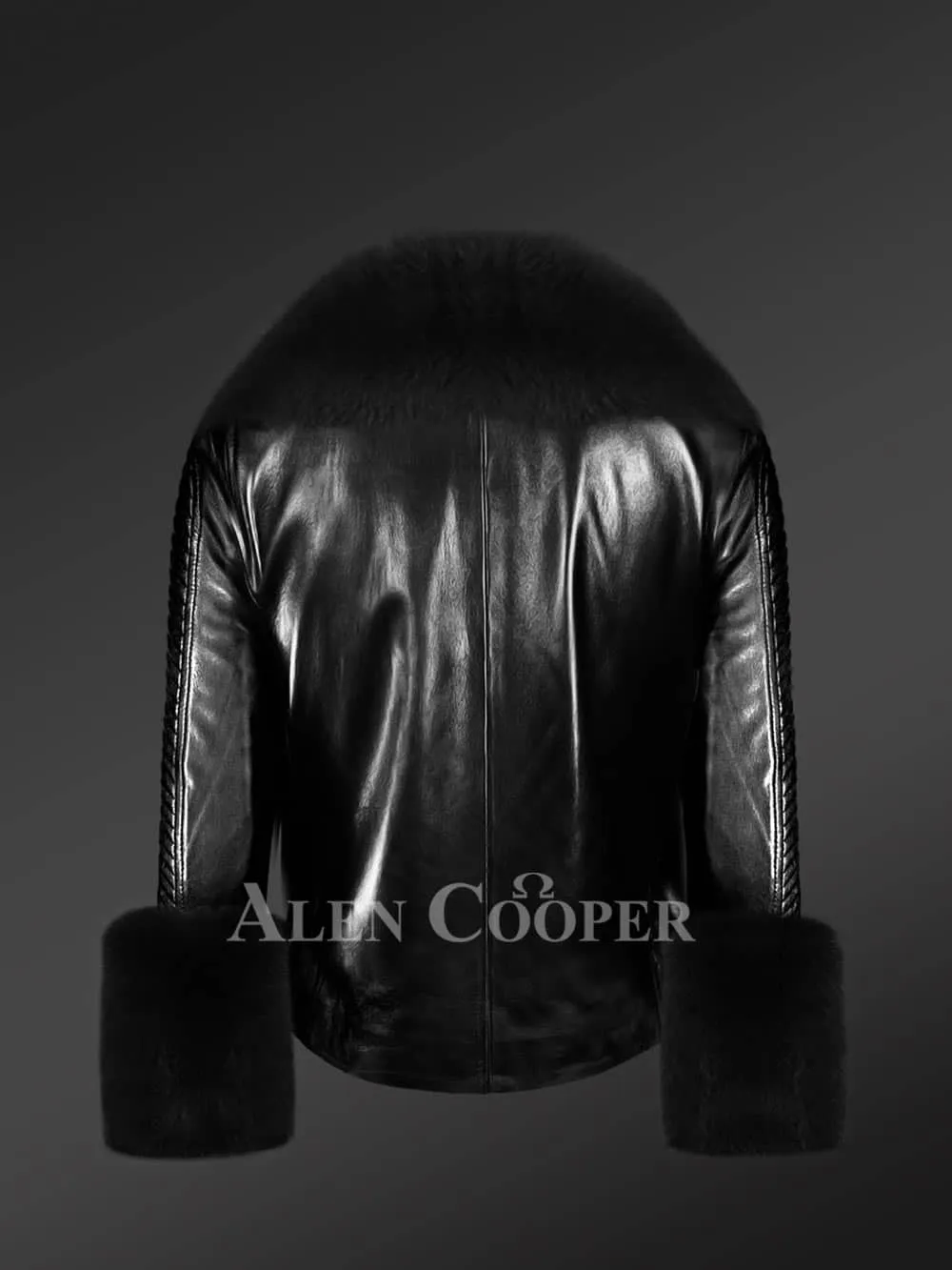 Stylish leather jackets with removable fur collar and hand cuffs