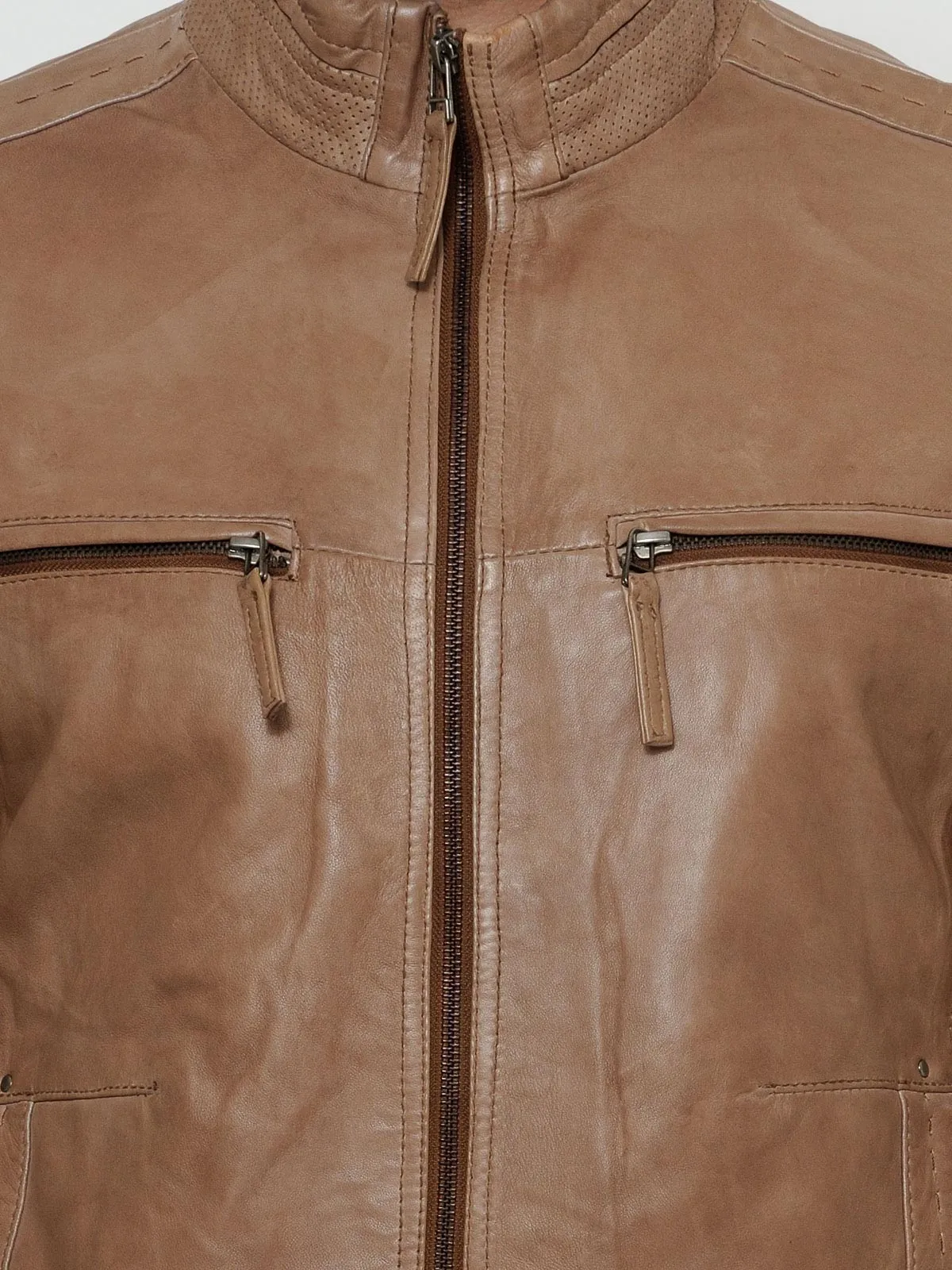 Teakwood Men's Beige Leather Jackets