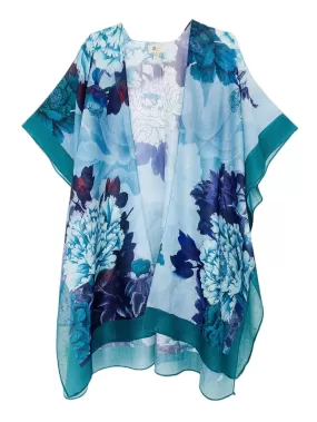 Teal Peony Kimono